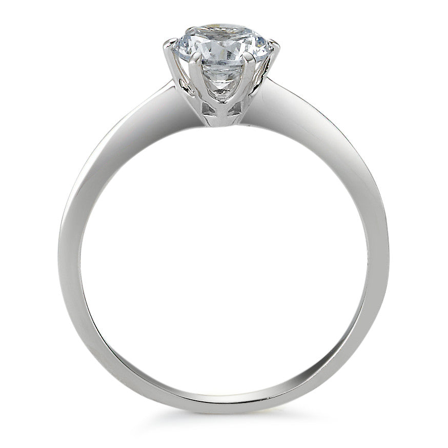 Bague solitaire Or blanc 18K Zircone Ø5.5 mm