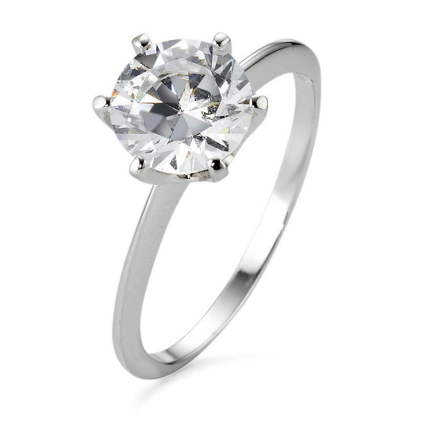 Bague solitaire Or blanc 18K Zircone Ø7.5 mm