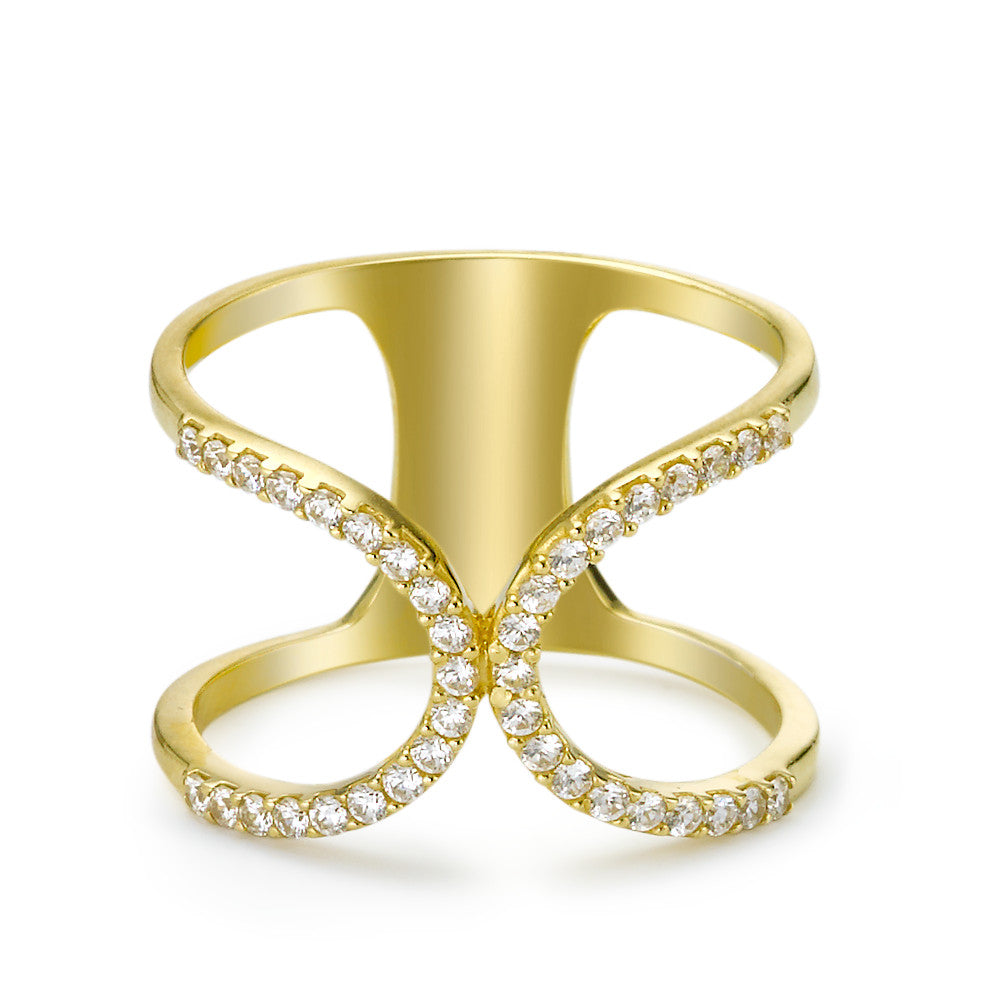 Bague Or jaune 18K Zircone 38 Pierres