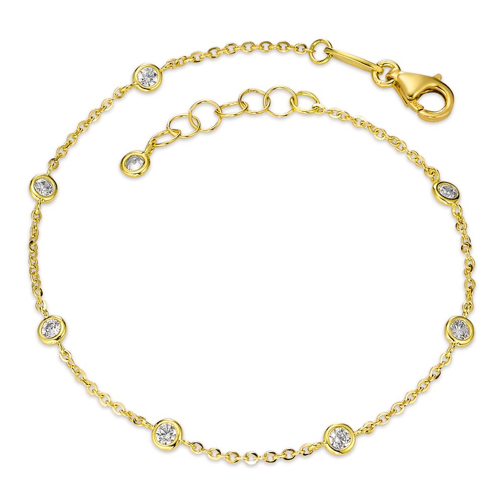 Bracelet Or jaune 18K Zircone 8 Pierres 16-18 cm Ø3 mm