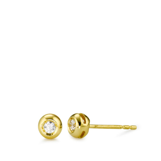 Clous d'oreilles Or jaune 18K Zircone 2 Pierres Ø4.5 mm