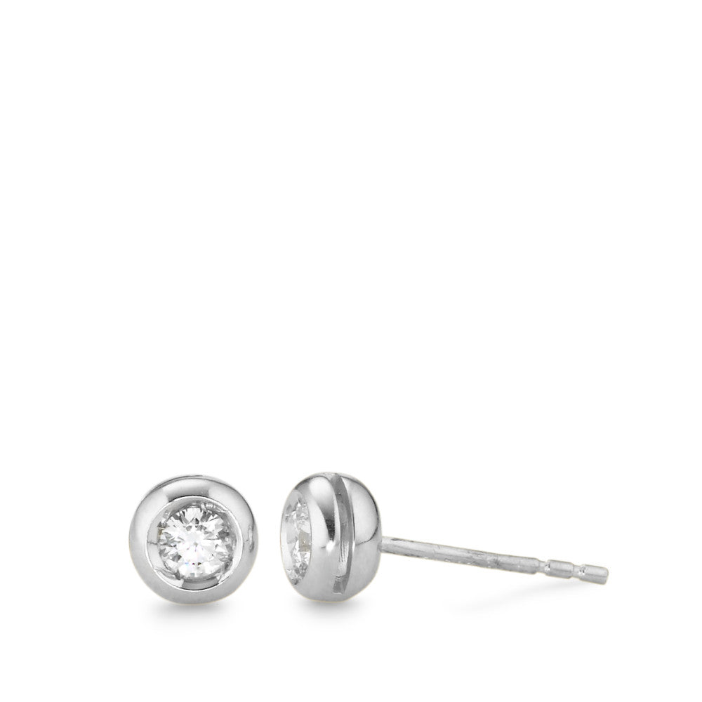 Clous d'oreilles Or blanc 18K Zircone Ø5.5 mm