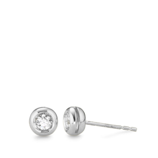 Clous d'oreilles Or blanc 18K Zircone Ø5.5 mm