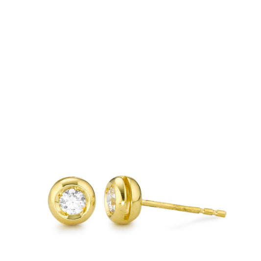 Clous d'oreilles Or jaune 18K Zircone 2 Pierres Ø5.5 mm