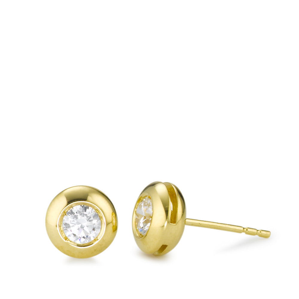 Clous d'oreilles Or jaune 18K Zircone 2 Pierres Ø7.5 mm