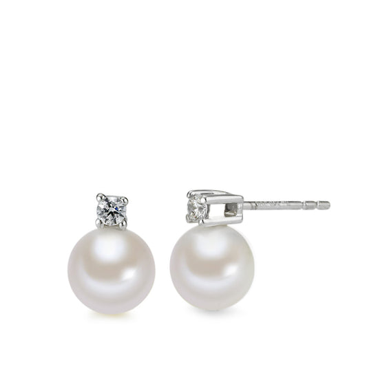 Clous d'oreilles Or blanc 18K perle d'eau douce