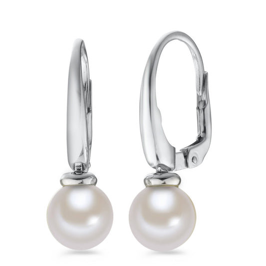 Pendant d'oreilles Or blanc 18K perle d'eau douce