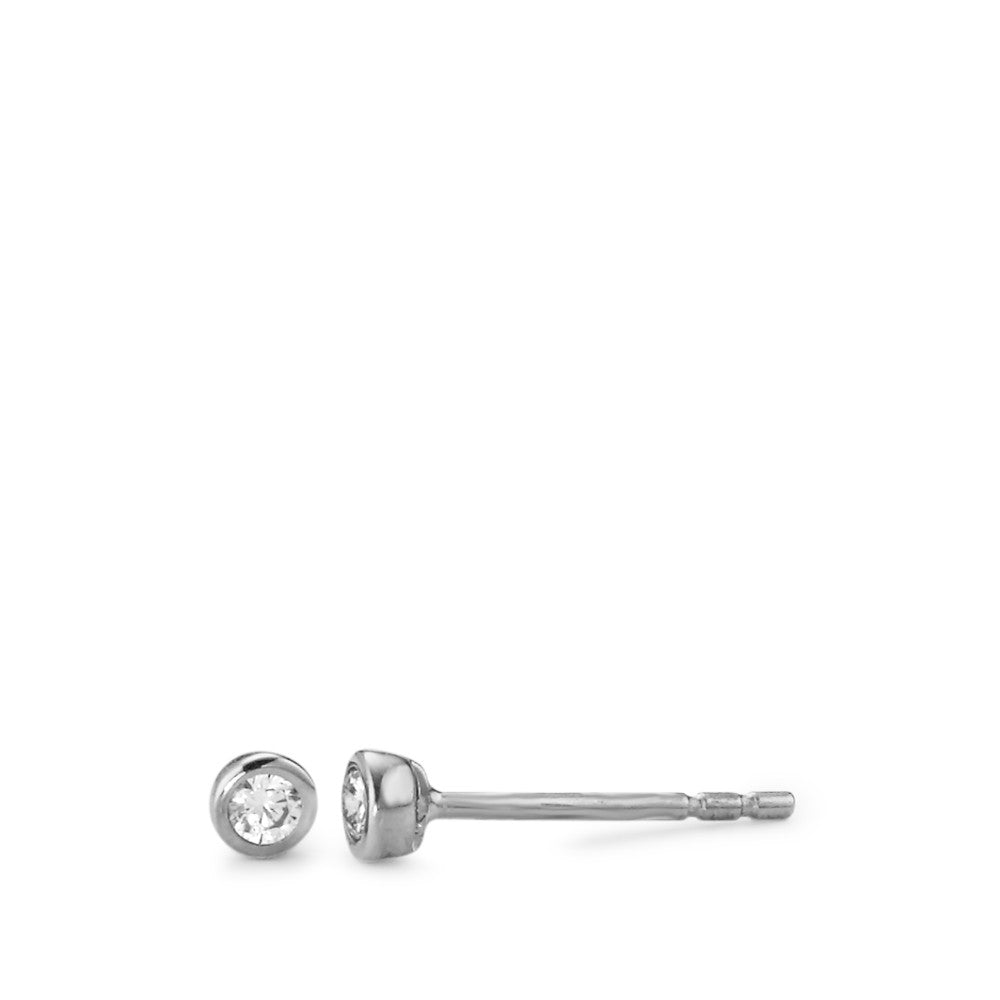 Clous d'oreilles Or blanc 18K Zircone 2 Pierres Ø3 mm