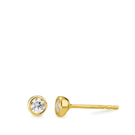 Clous d'oreilles Or jaune 18K Zircone 2 Pierres Ø4 mm