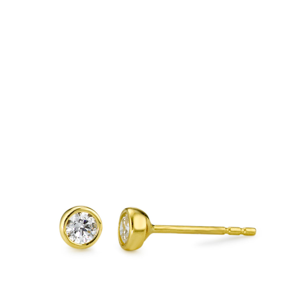 Clous d'oreilles Or jaune 18K Zircone 2 Pierres Ø4 mm