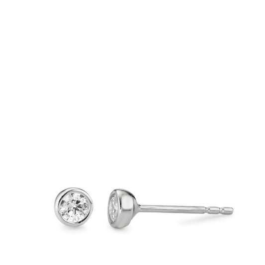 Clous d'oreilles Or blanc 18K Zircone 2 Pierres Ø4 mm