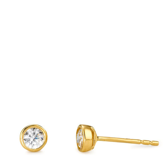 Clous d'oreilles Or jaune 18K Zircone 2 Pierres Ø4.5 mm