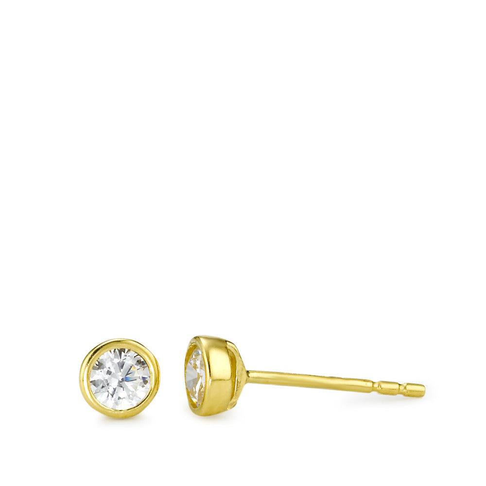 Clous d'oreilles Or blanc 18K Zircone 2 Pierres Ø4.5 mm