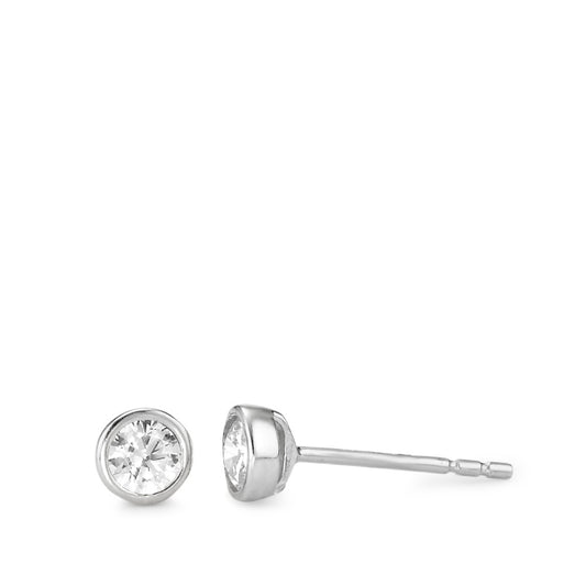 Clous d'oreilles Or blanc 18K Zircone 2 Pierres Ø4.5 mm