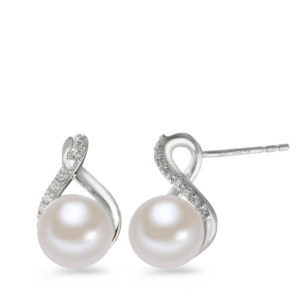 Clous d'oreilles Or blanc 18K perle d'eau douce