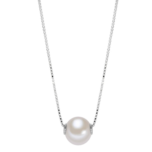 Collana Oro bianco 750/18 carati Perla coltivata d'acqua dolce 42 cm