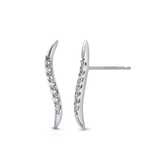 Clous d'oreilles Or blanc 9K Zircone 14 Pierres