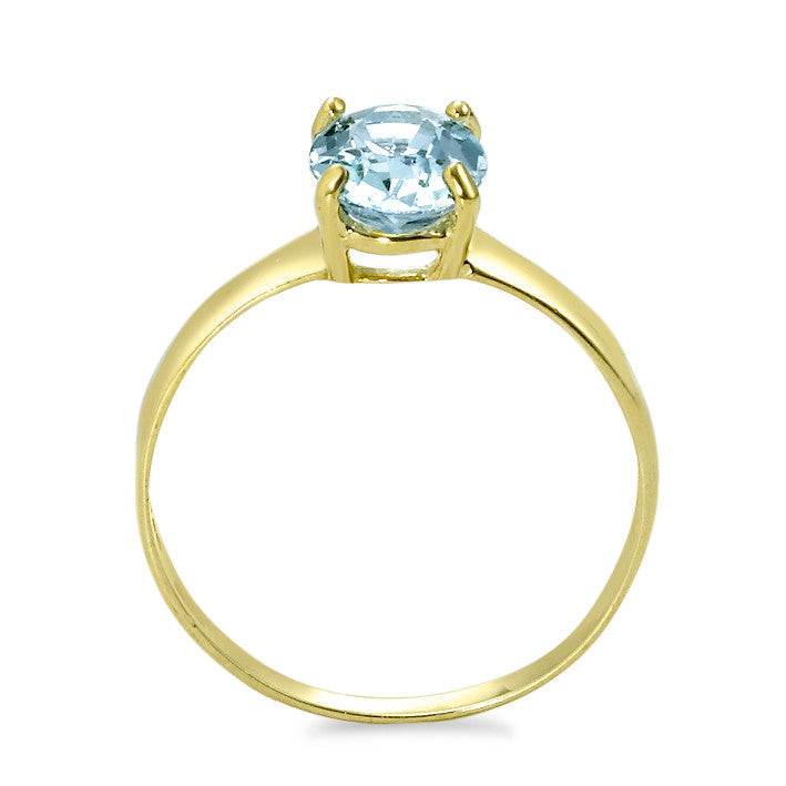 Bague Or jaune 14K Topaze bleu, ovale