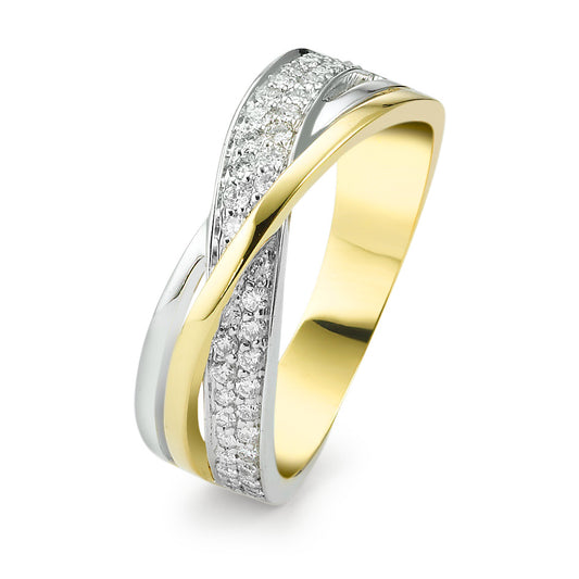 Bague Or jaune 18K, Or blanc 18K Diamant 0.30 ct, 45 Pierres, w-si