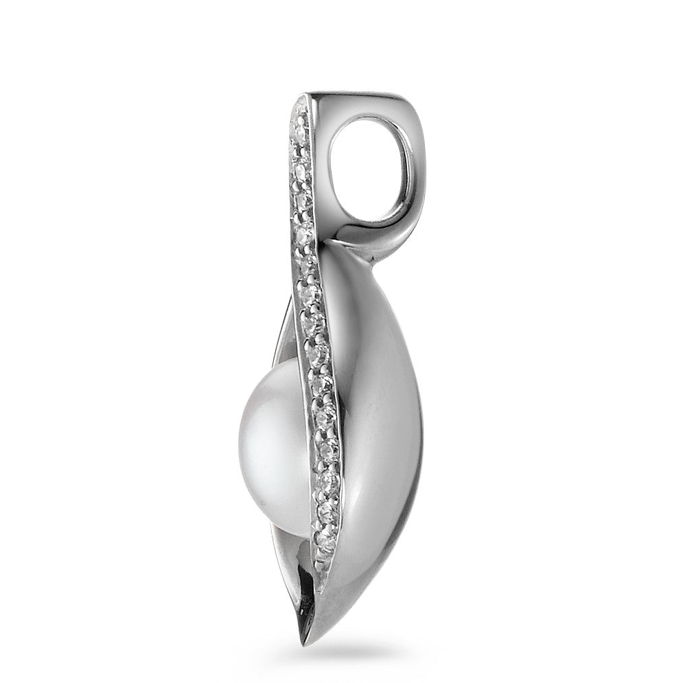 Pendentif Argent Zircone 14 Pierres Rhodié perle d'eau douce