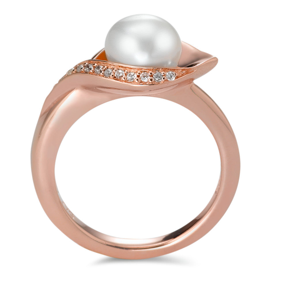 Bague Argent Zircone 10 Pierres rosé Plaqué or perle d'eau douce