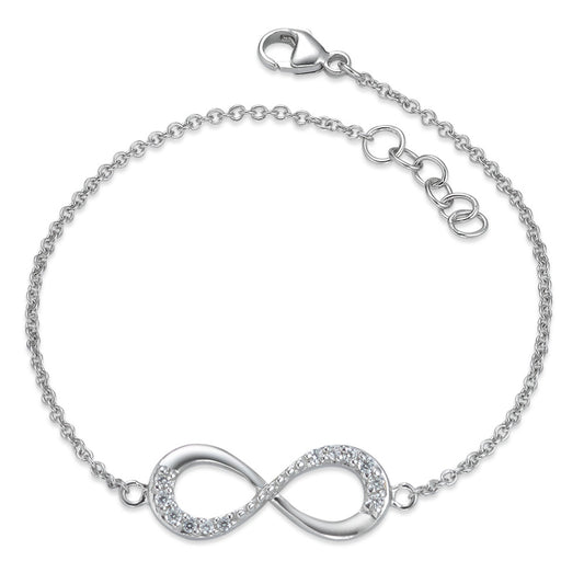 Armband Silber Zirkonia 12 Steine rhodiniert Infinity verstellbar