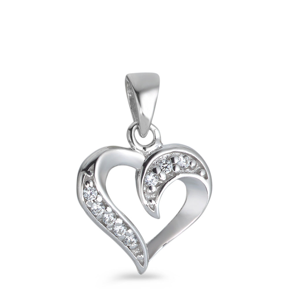 Pendentif Argent Zircone 8 Pierres Rhodié Coeur