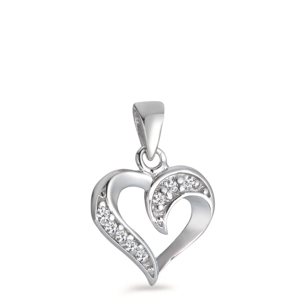 Pendentif Argent Zircone 8 Pierres Rhodié Coeur