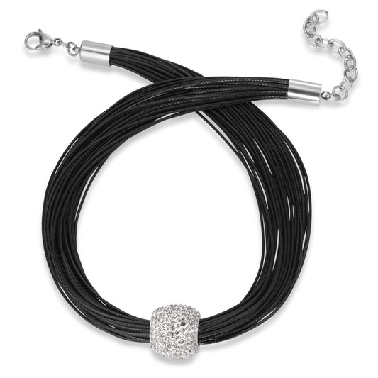 Tour de cou avec pendentif Acier inoxydable, Tissu Zircone 40-46 cm