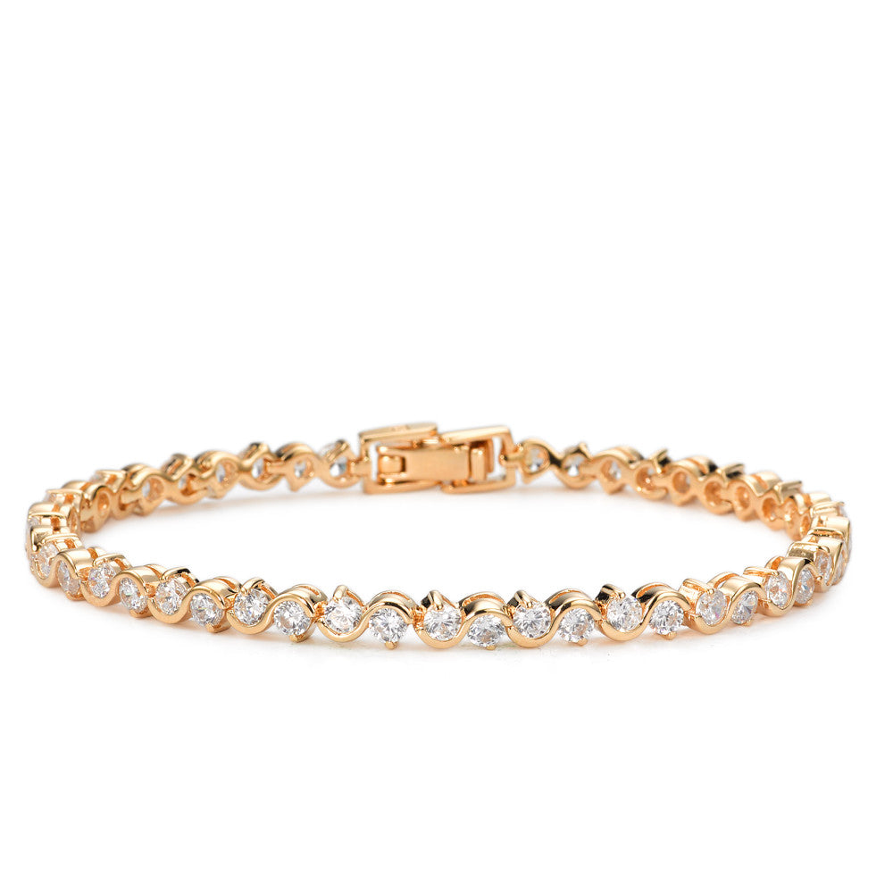 Bracciale Bronzo Zirconia 46 pietra dorato 18 cm