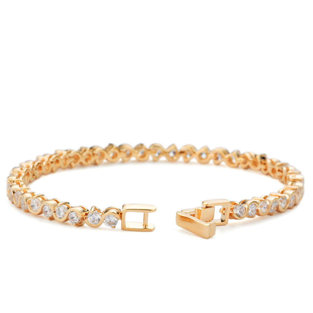 Bracciale Bronzo Zirconia 46 pietra dorato 18 cm