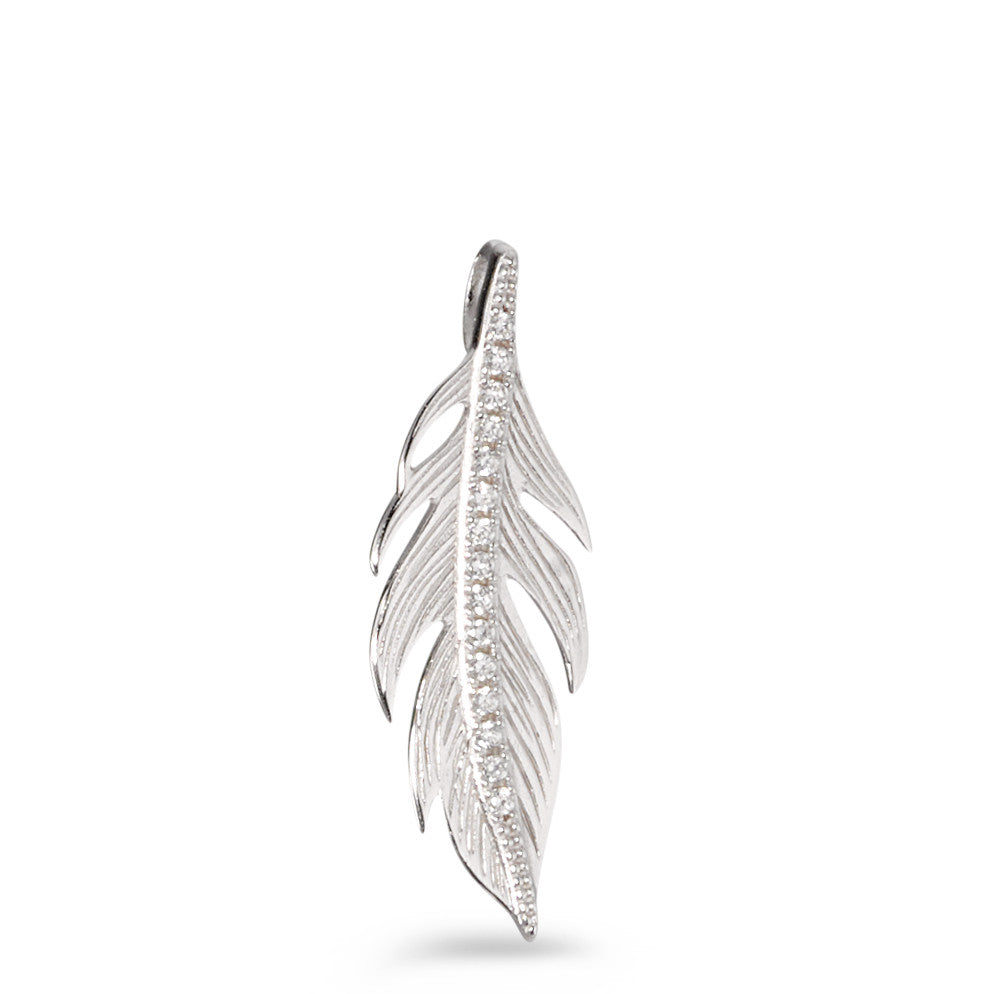 Pendentif Argent Zircone 15 Pierres Rhodié Plume