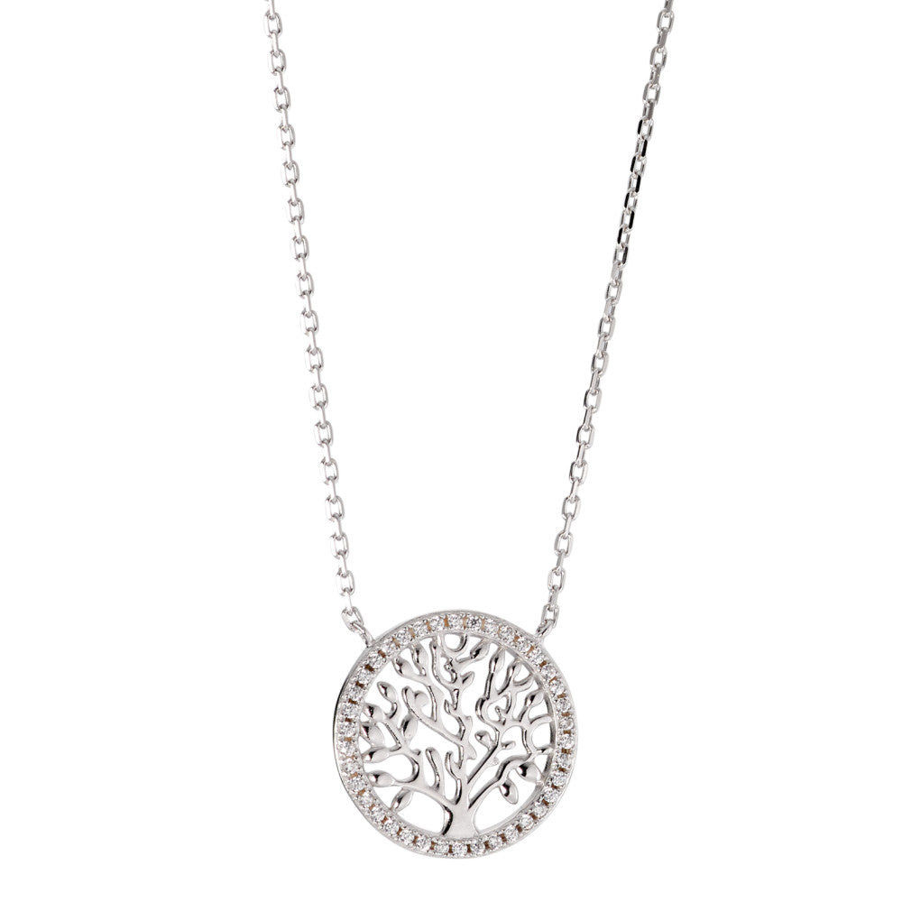 Collier Argent Zircone Rhodié Arbre de la vie 40-45 cm Ø16 mm