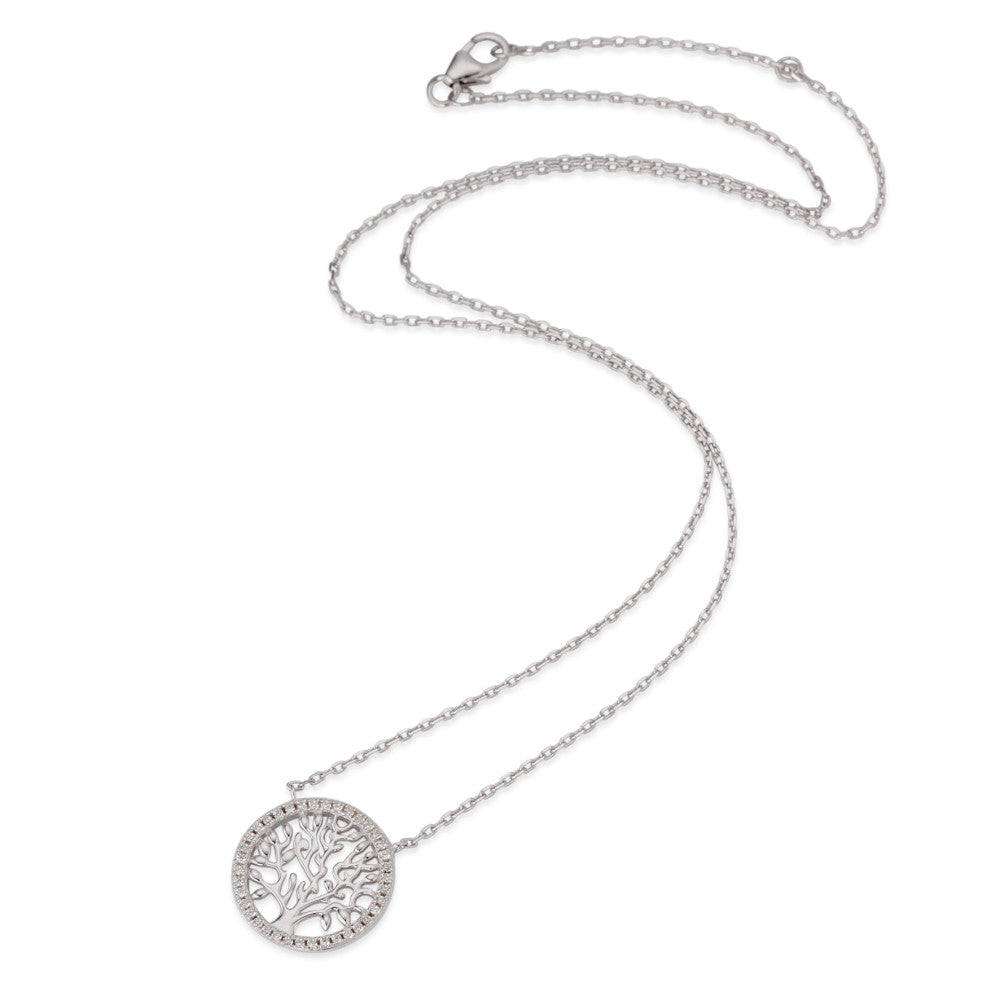 Collier Argent Zircone Rhodié Arbre de la vie 40-45 cm Ø16 mm