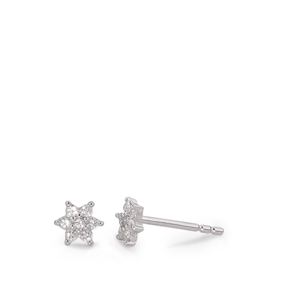 Clous d'oreilles Argent Zircone 14 Pierres Rhodié Étoile Ø5 mm