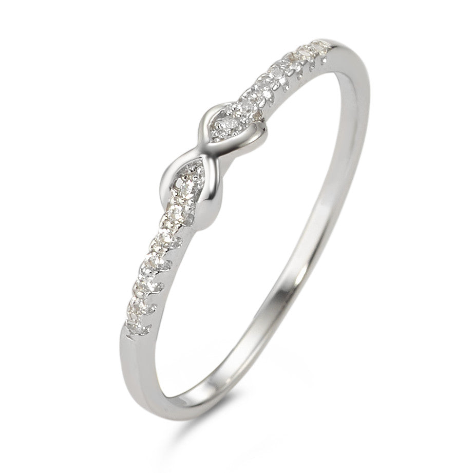 Bague Argent Zircone 14 Pierres Rhodié Infini