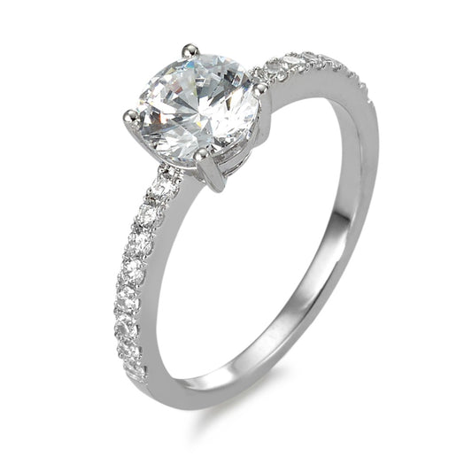 Bague solitaire Argent Zircone 17 Pierres Rhodié Ø6.5 mm