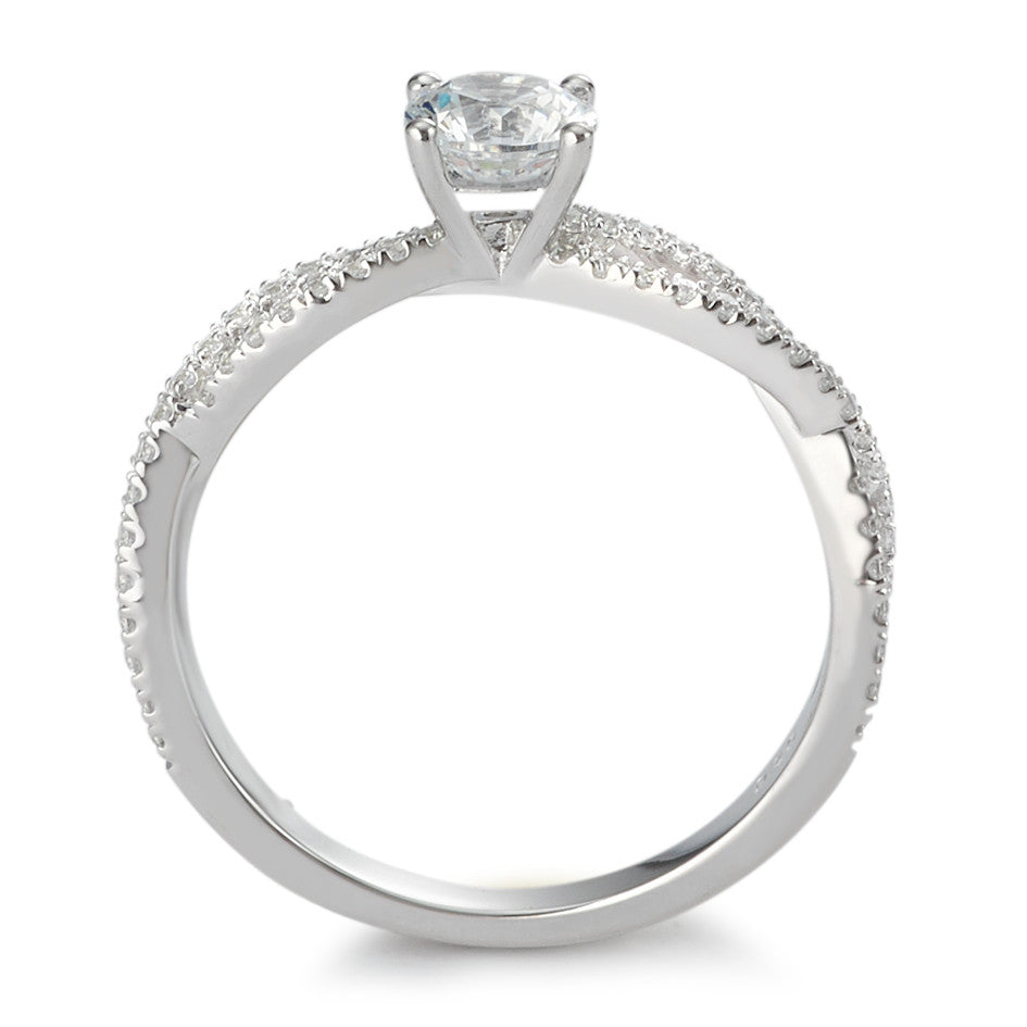 Bague solitaire Argent Zircone Rhodié Ø5 mm