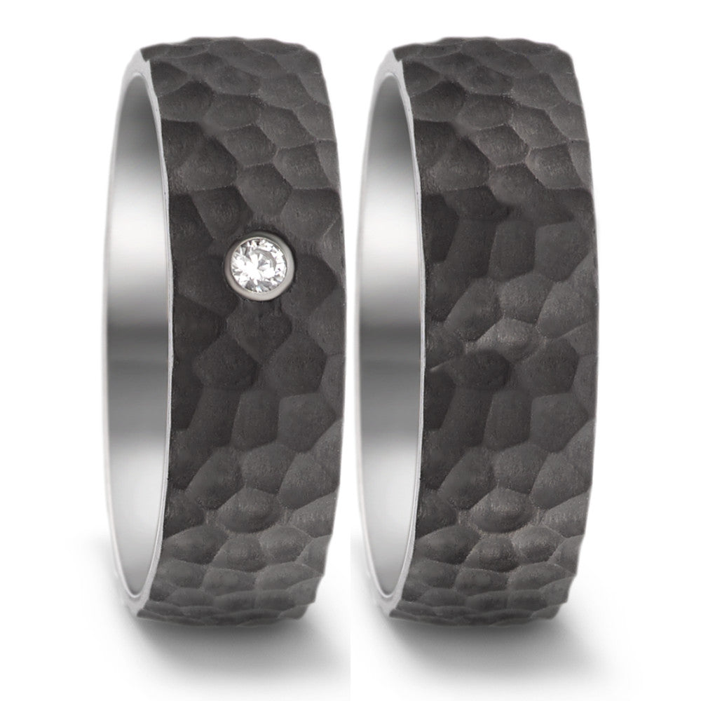 Partnerring Edelstahl, Carbon Zirkonia