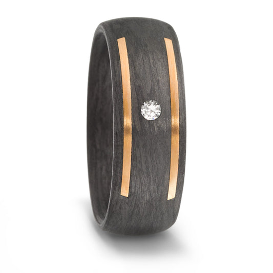 Partnerring 585/14 K Rosegold, Carbon Diamant 0.05 ct, w-si