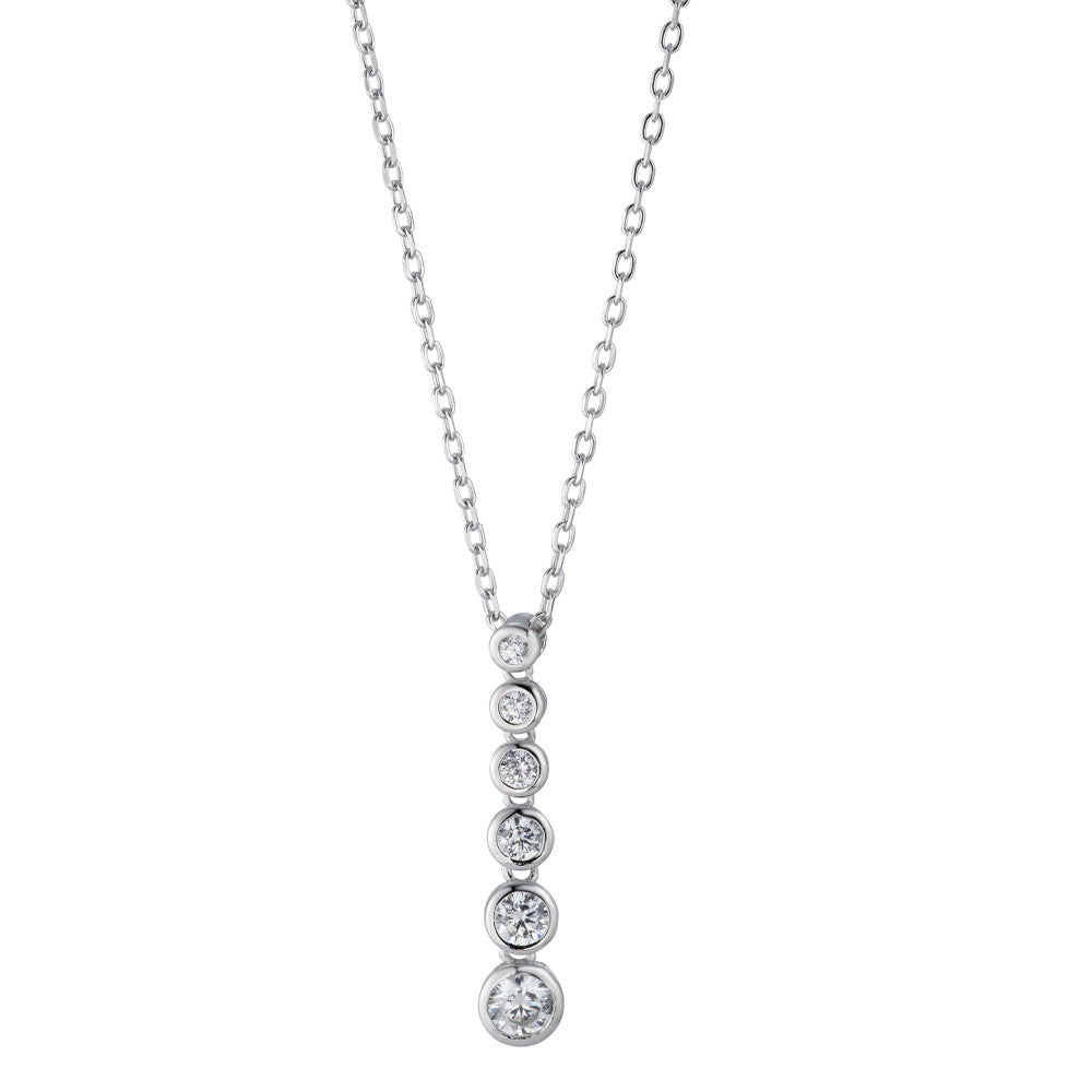 Collier Argent Zircone 6 Pierres Rhodié 40-45 cm