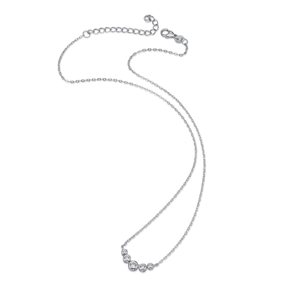 Collier Argent Zircone 5 Pierres Rhodié 40-45 cm