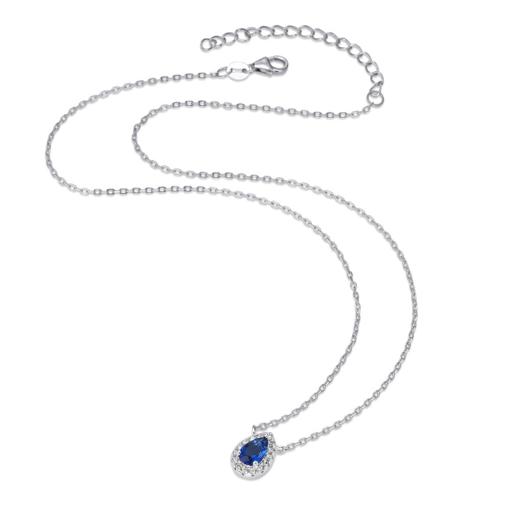 Collier Silber Zirkonia blau rhodiniert verstellbar Ø8 mm