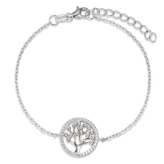 Bracelet Argent Rhodié Arbre de la vie 16-19 cm Ø14 mm