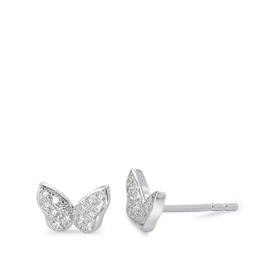 Clous d'oreilles Argent Zircone Rhodié Papillon