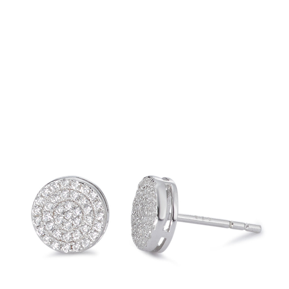 Clous d'oreilles Argent Zircone Rhodié Ø8 mm