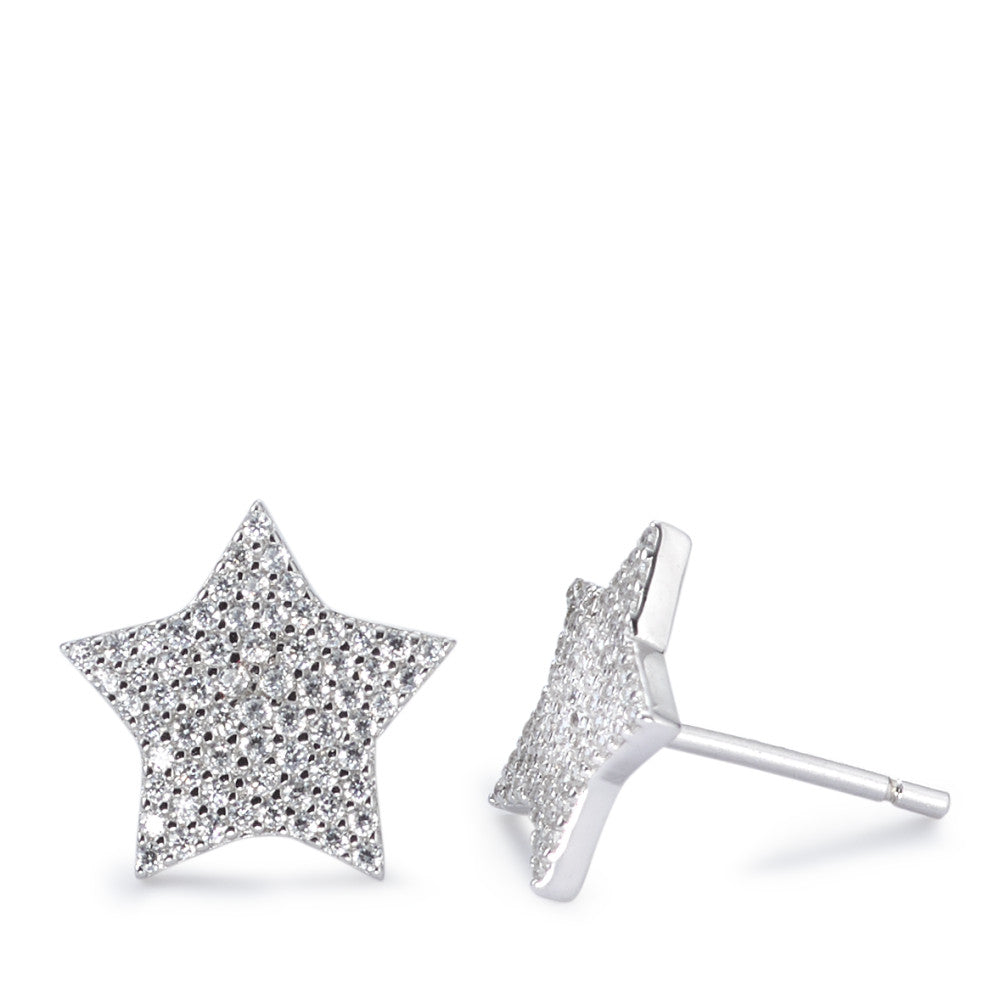 Clous d'oreilles Argent Zircone Rhodié Étoile Ø12 mm