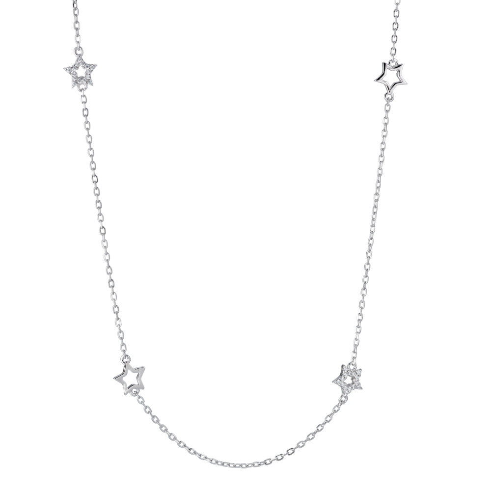 Collier Argent Zircone Rhodié Étoile 90 cm