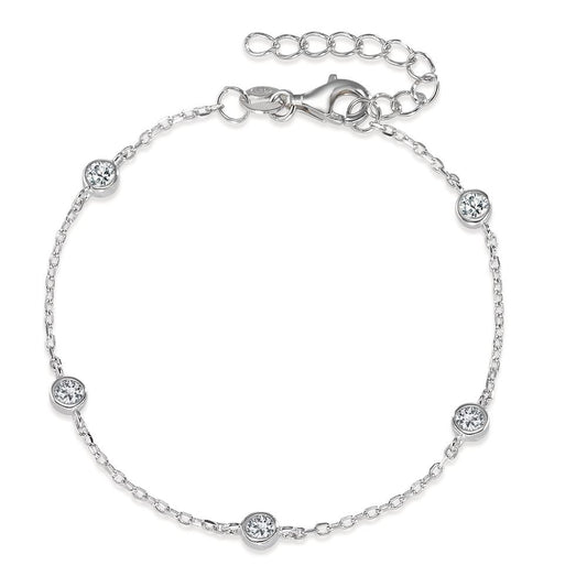 Bracciale Argento Zirconia 5 pietra rodiato 15.5-18 cm Ø5 mm