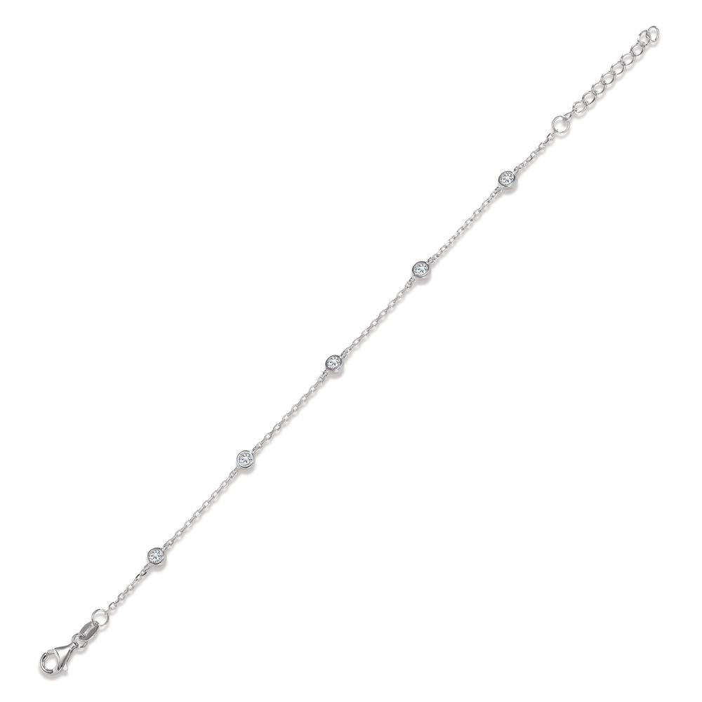 Bracciale Argento Zirconia 5 pietra rodiato 15.5-18 cm Ø5 mm